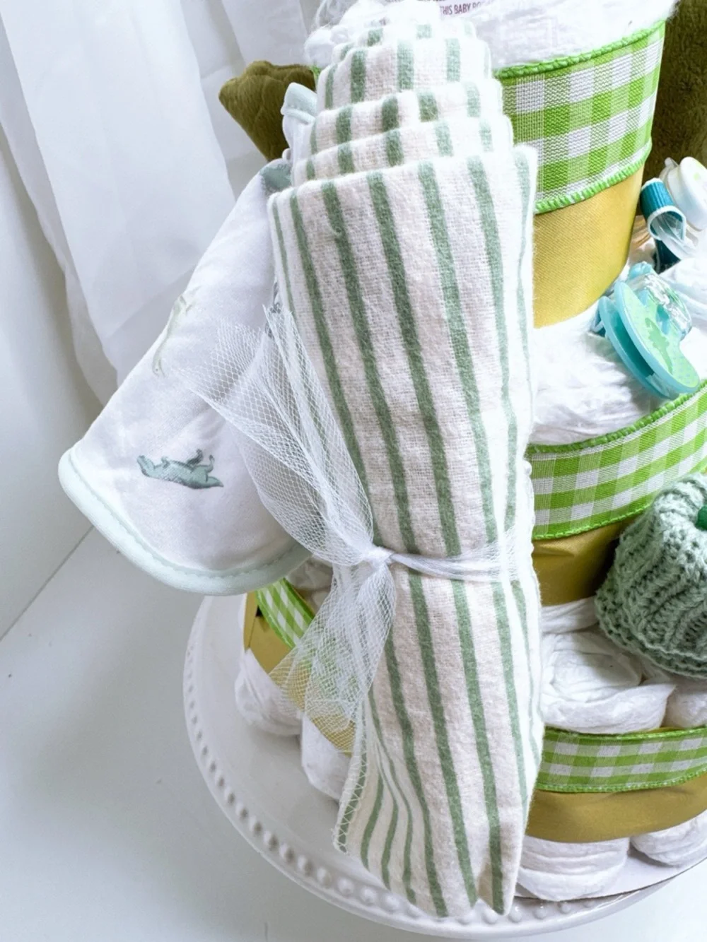 Green & White Alligator Baby Gift Set - Plush Crocodile + Essentials